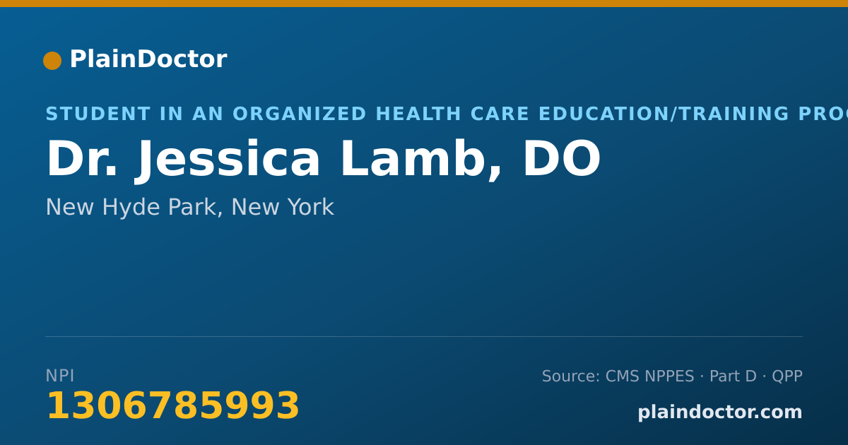 Shareable card for Jessica Lamb, DO - Student in an Organized Health Care Education/Training Program, New Hyde Park, NY
