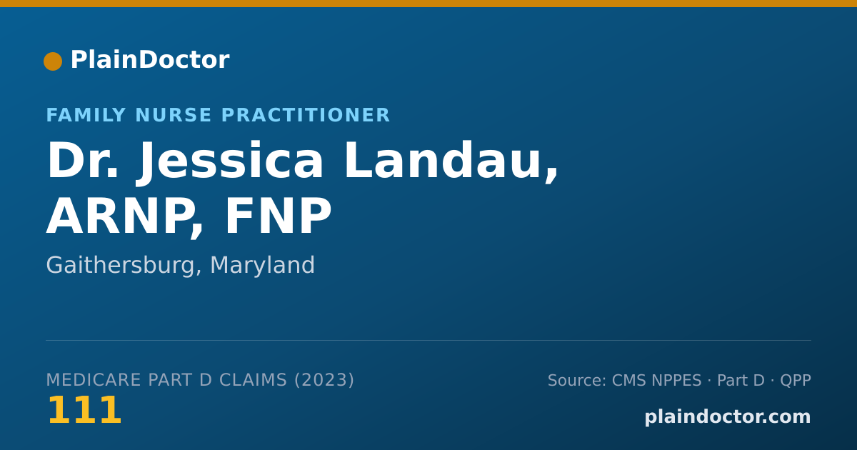 Shareable card for Jessica Landau, ARNP, FNP - Family Nurse Practitioner, Gaithersburg, MD