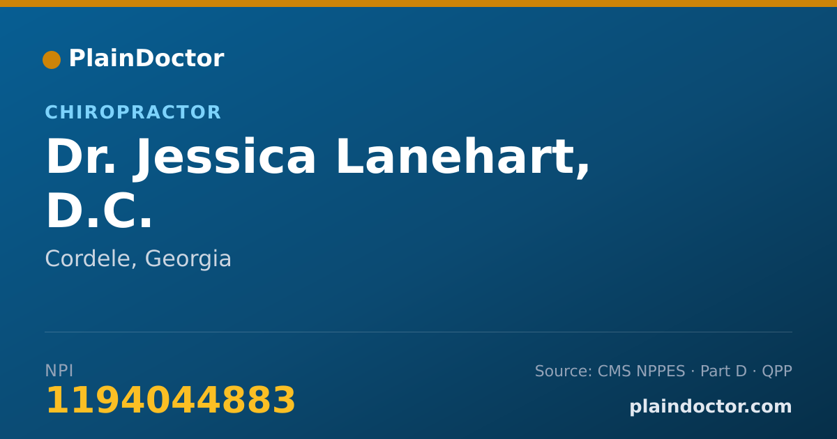 Shareable card for Jessica Lanehart, D.C. - Chiropractor, Cordele, GA