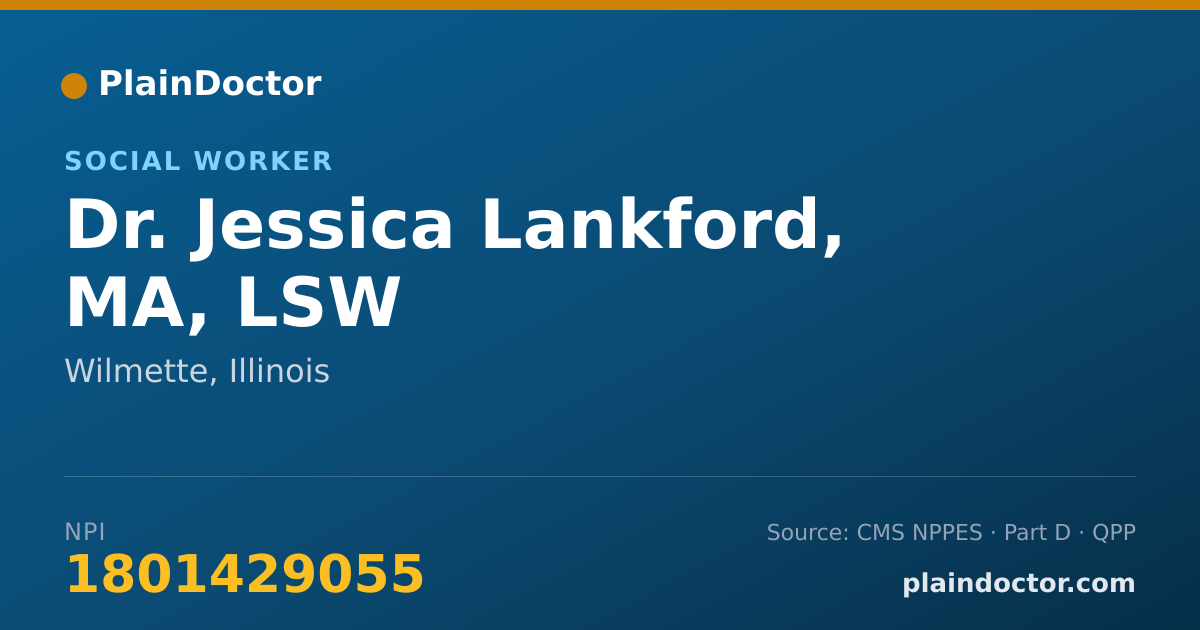 Shareable card for Jessica Lankford, MA, LSW - Social Worker, Wilmette, IL
