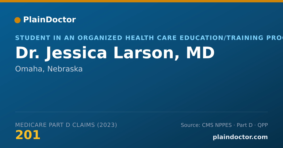 Shareable card for Jessica Larson, MD - Student in an Organized Health Care Education/Training Program, Omaha, NE