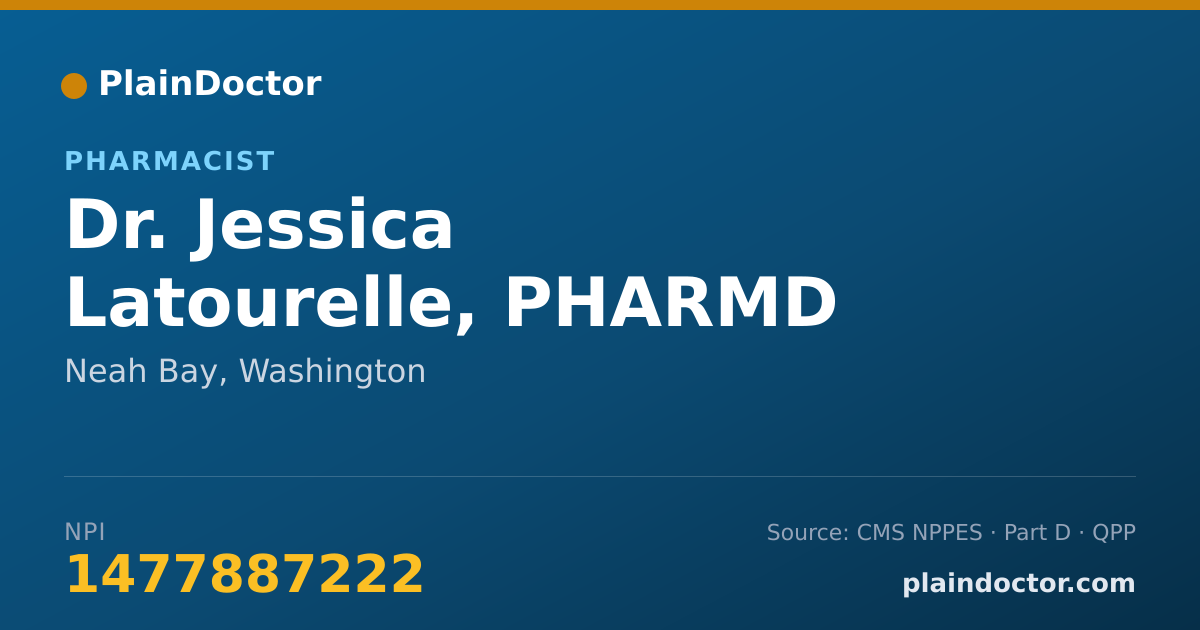 Shareable card for Jessica Latourelle, PHARMD - Pharmacist, Neah Bay, WA