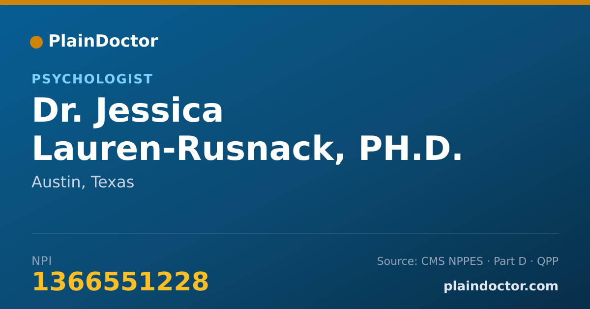 Shareable card for Jessica Lauren-Rusnack, PH.D. - Psychologist, Austin, TX