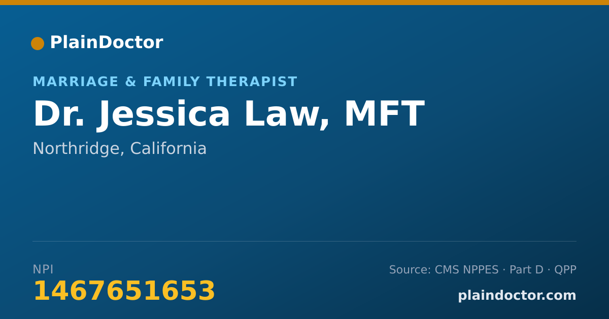 Shareable card for Jessica Law, MFT - Marriage & Family Therapist, Northridge, CA