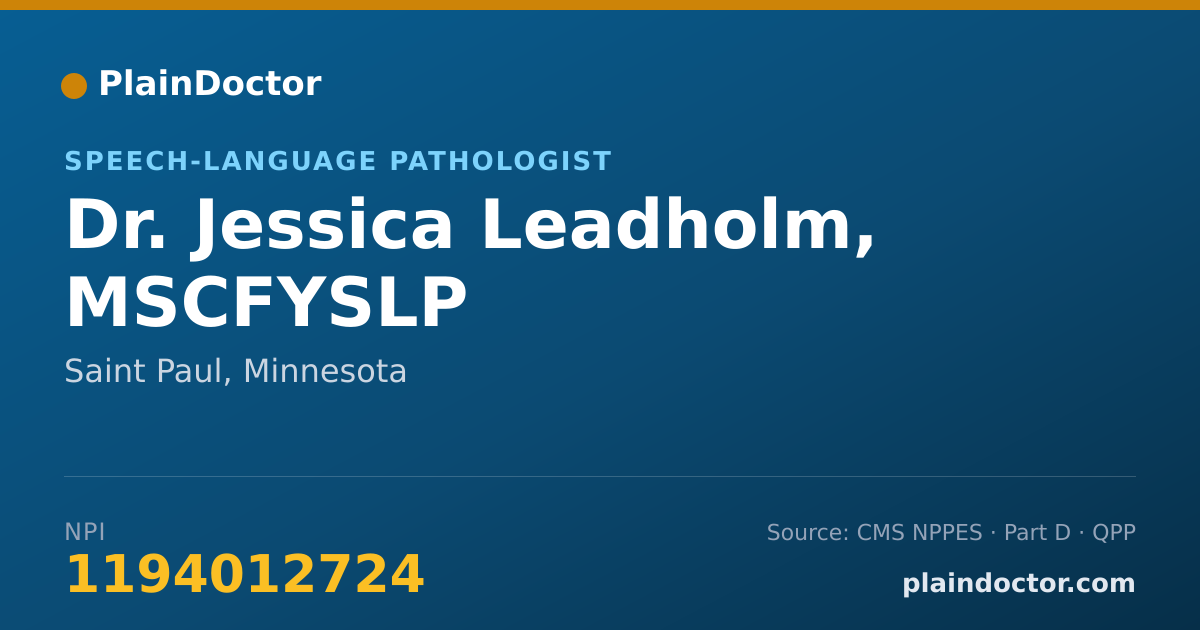Shareable card for Jessica Leadholm, MSCFYSLP - Speech-Language Pathologist, Saint Paul, MN