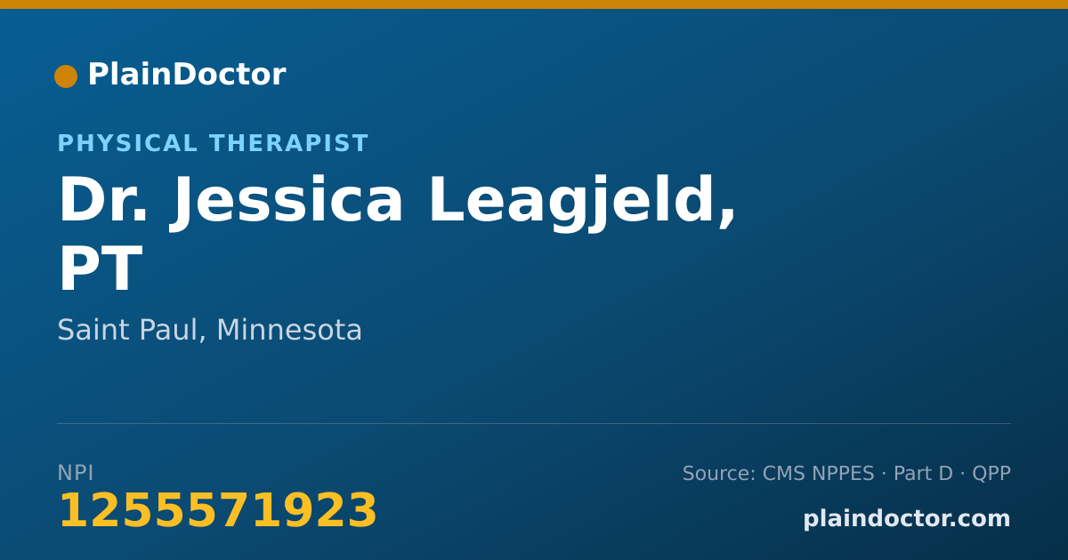 Shareable card for Jessica Leagjeld, PT - Physical Therapist, Saint Paul, MN