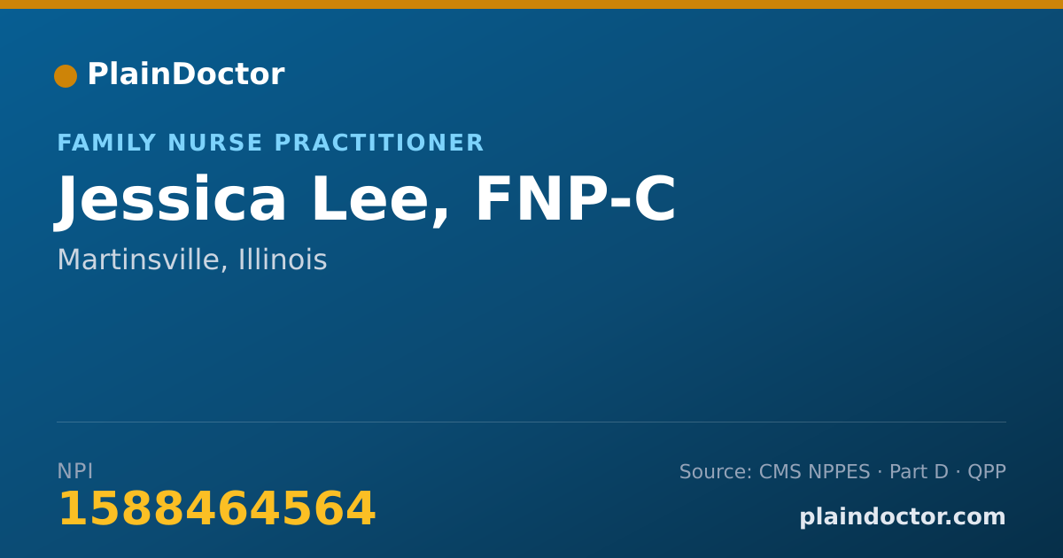 Shareable card for Jessica Lee, FNP-C - Family Nurse Practitioner, Martinsville, IL