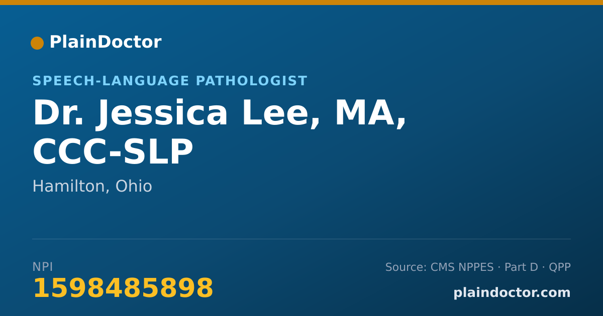 Shareable card for Jessica Lee, MA, CCC-SLP - Speech-Language Pathologist, Hamilton, OH