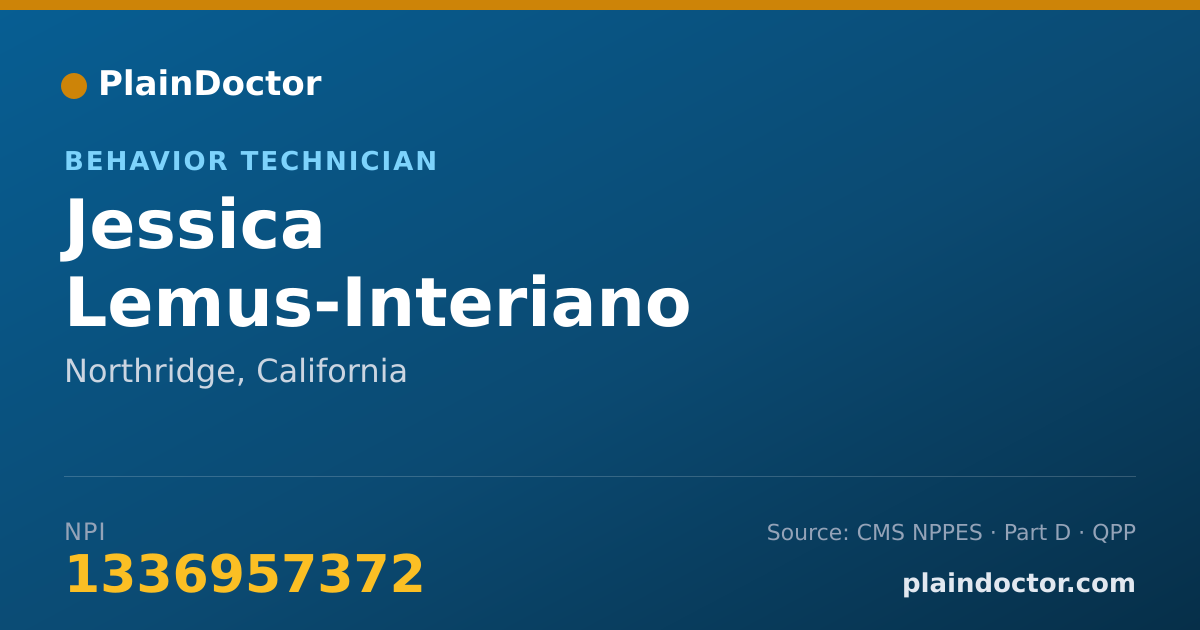 Shareable card for Jessica Lemus-Interiano - Behavior Technician, Northridge, CA
