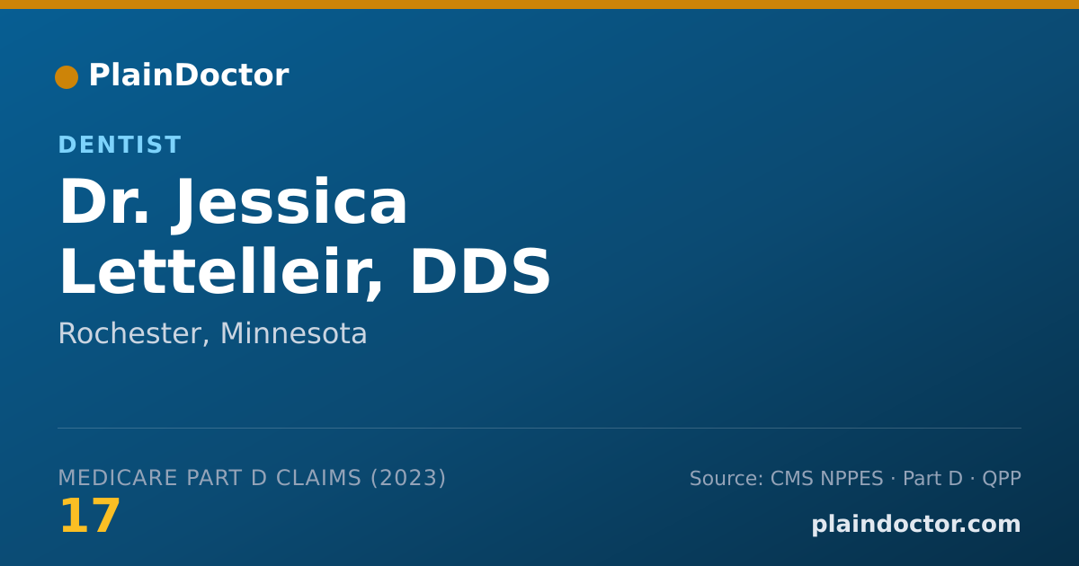 Shareable card for Jessica Lettelleir, DDS - Dentist, Rochester, MN