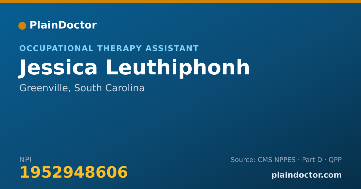 Shareable card for Jessica Leuthiphonh - Occupational Therapy Assistant, Greenville, SC