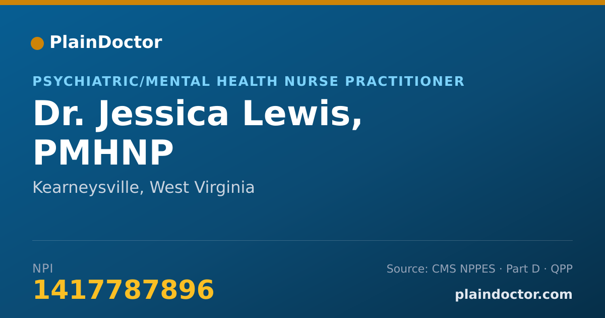 Shareable card for Jessica Lewis, PMHNP - Psychiatric/Mental Health Nurse Practitioner, Kearneysville, WV