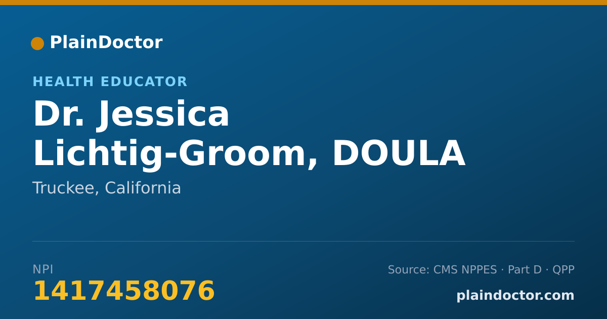 Shareable card for Jessica Lichtig-Groom, DOULA - Health Educator, Truckee, CA