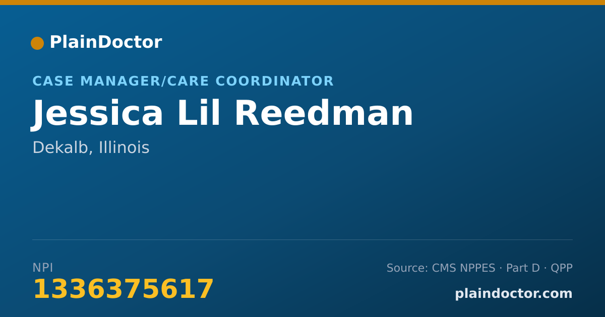 Shareable card for Jessica Lil Reedman - Case Manager/Care Coordinator, Dekalb, IL