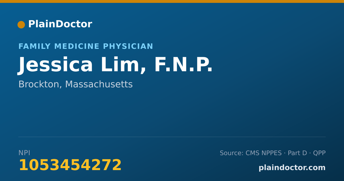 Shareable card for Jessica Lim, F.N.P. - Family Medicine Physician, Brockton, MA