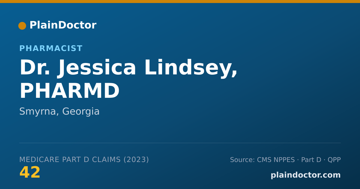 Shareable card for Jessica Lindsey, PHARMD - Pharmacist, Smyrna, GA