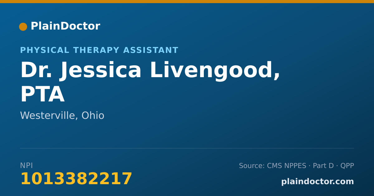 Shareable card for Jessica Livengood, PTA - Physical Therapy Assistant, Westerville, OH