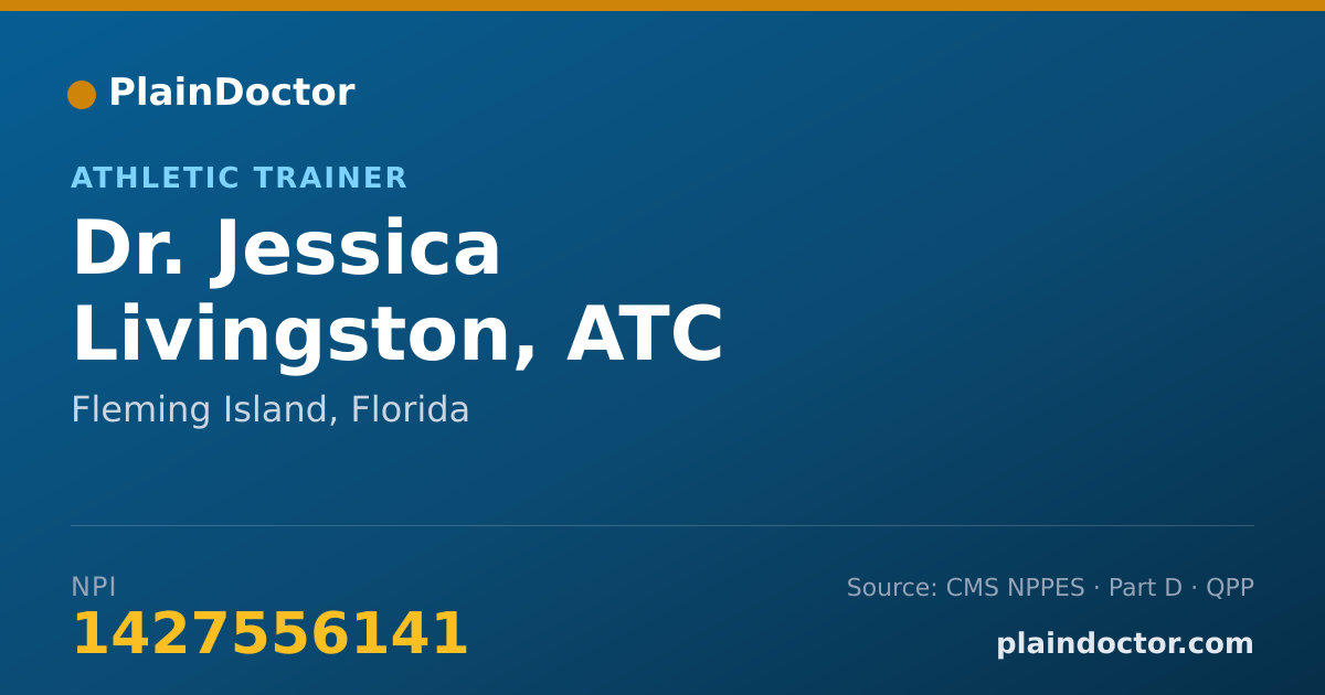 Shareable card for Jessica Livingston, ATC - Athletic Trainer, Fleming Island, FL