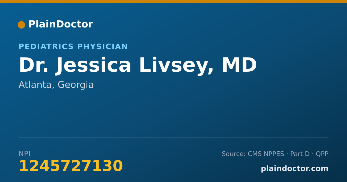 Shareable card for Jessica Livsey, MD - Pediatrics Physician, Atlanta, GA