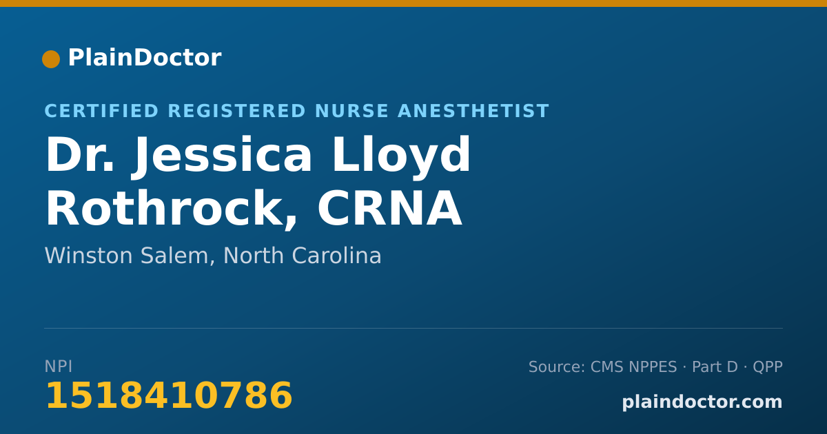 Shareable card for Jessica Lloyd Rothrock, CRNA - Certified Registered Nurse Anesthetist, Winston Salem, NC