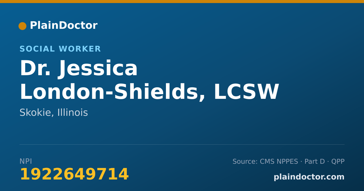 Shareable card for Jessica London-Shields, LCSW - Social Worker, Skokie, IL