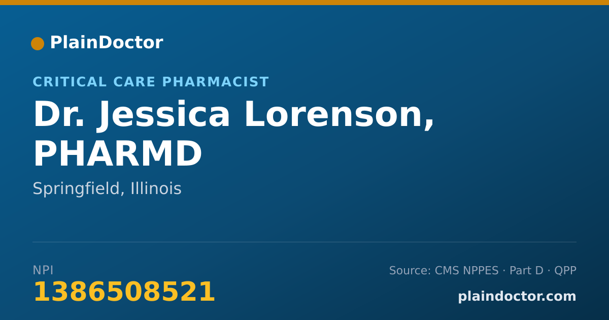Shareable card for Jessica Lorenson, PHARMD - Critical Care Pharmacist, Springfield, IL