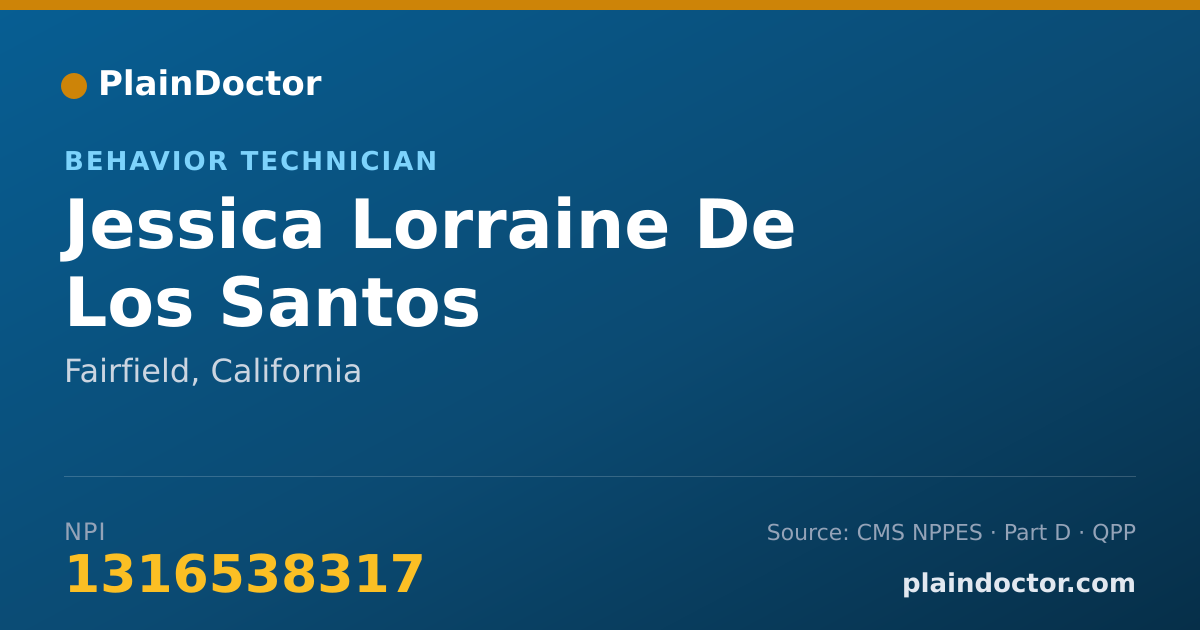 Shareable card for Jessica Lorraine De Los Santos - Behavior Technician, Fairfield, CA