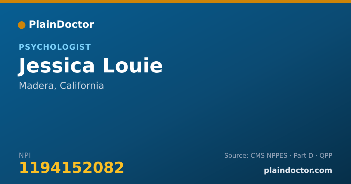 Shareable card for Jessica Louie - Psychologist, Madera, CA