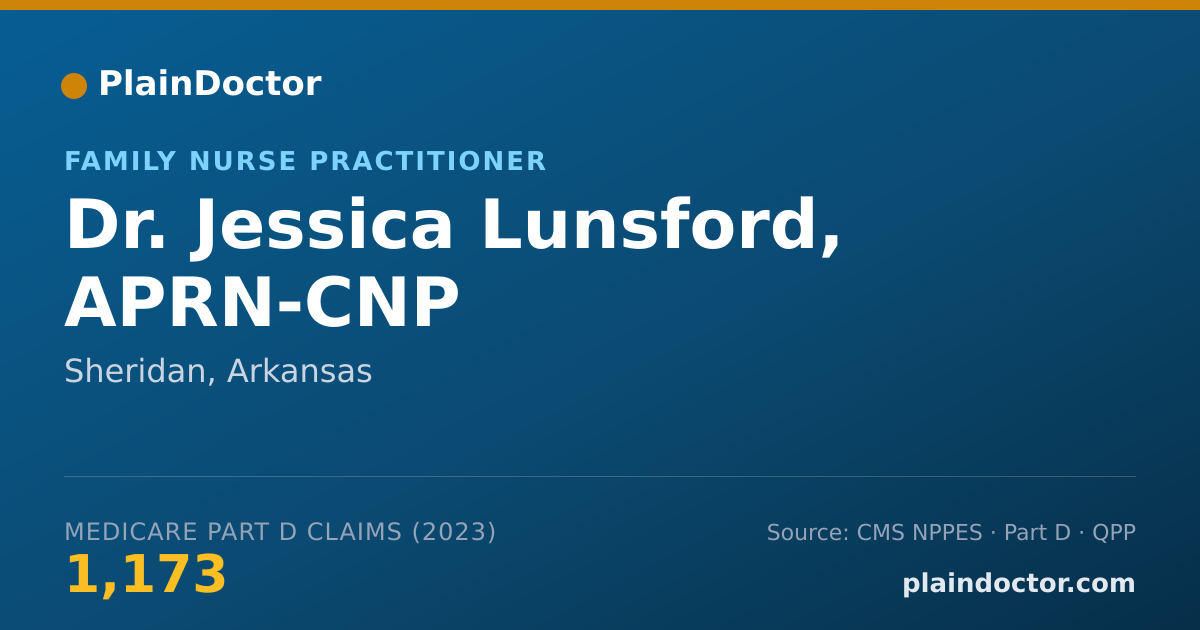 Shareable card for Jessica Lunsford, APRN-CNP - Family Nurse Practitioner, Sheridan, AR