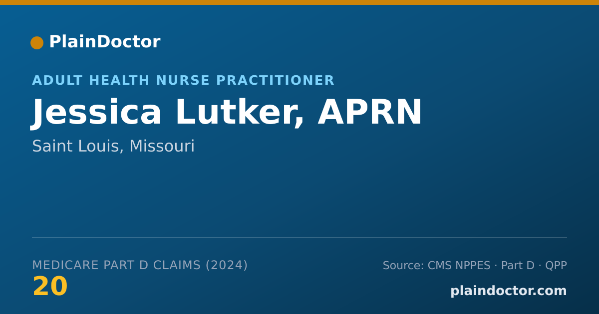 Shareable card for Jessica Lutker, APRN - Adult Health Nurse Practitioner, Saint Louis, MO