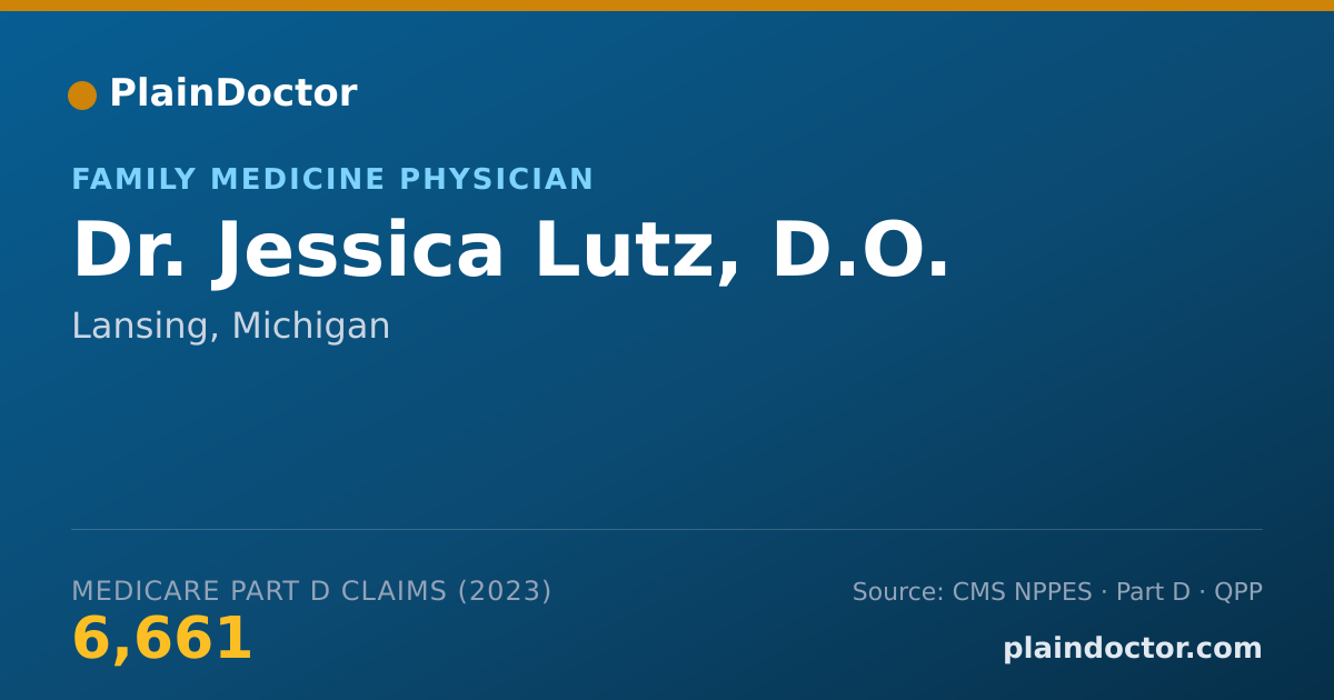 Shareable card for Jessica Lutz, D.O. - Family Medicine Physician, Lansing, MI