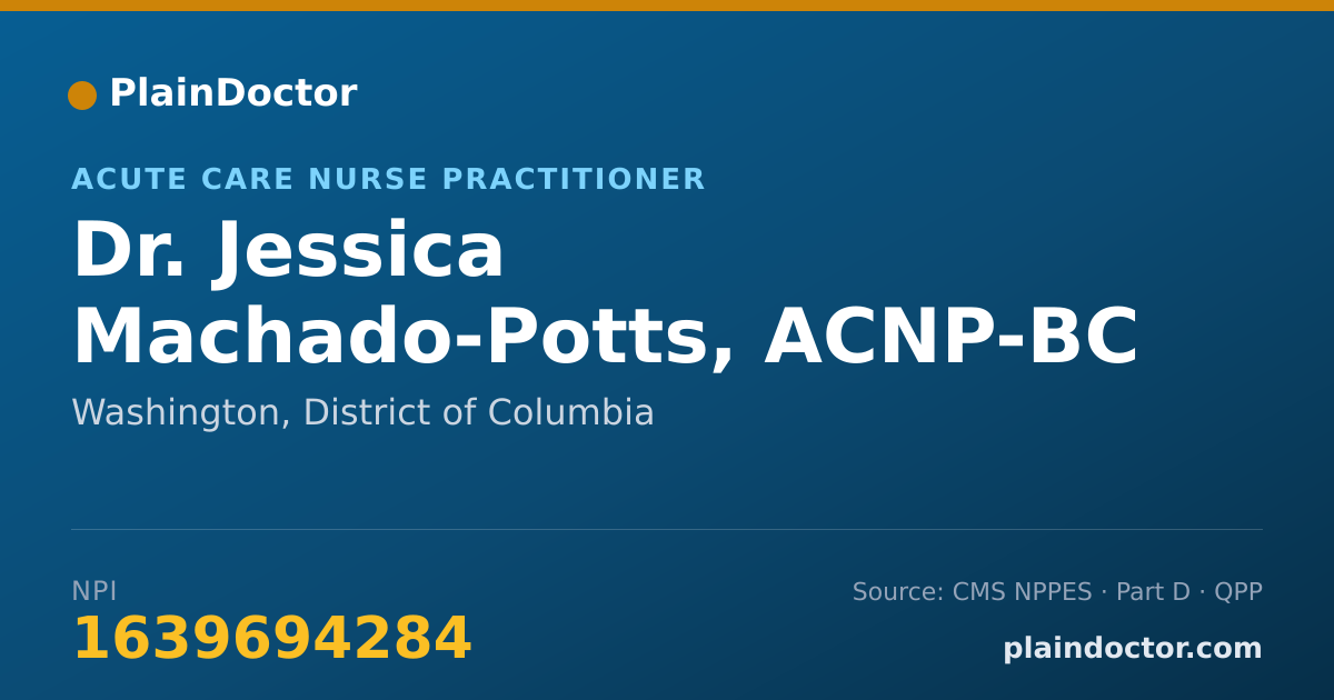 Shareable card for Jessica Machado-Potts, ACNP-BC - Acute Care Nurse Practitioner, Washington, DC