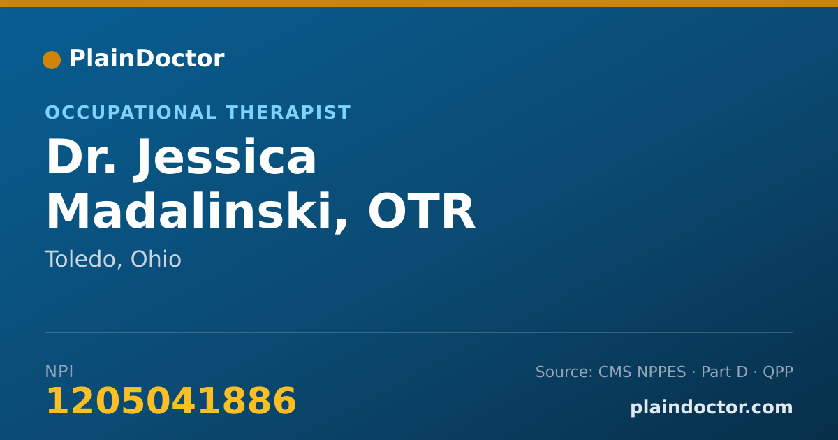 Shareable card for Jessica Madalinski, OTR - Occupational Therapist, Toledo, OH