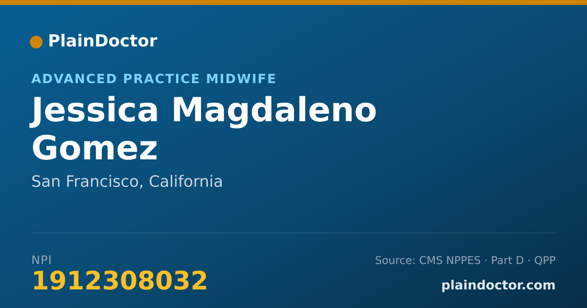 Shareable card for Jessica Magdaleno Gomez - Advanced Practice Midwife, San Francisco, CA