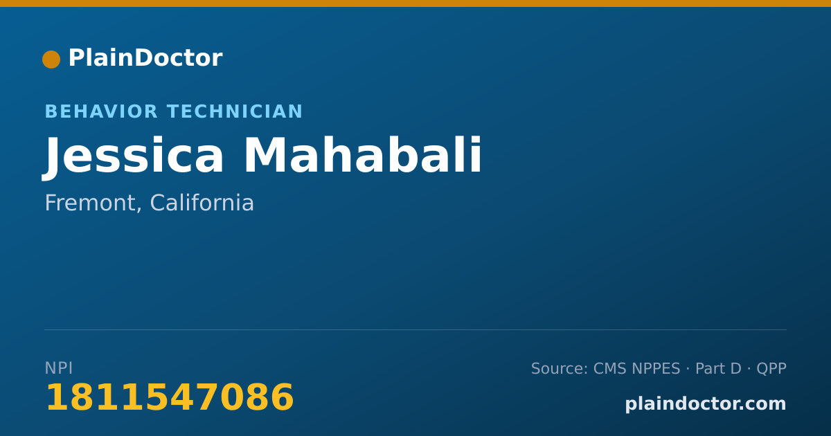 Shareable card for Jessica Mahabali - Behavior Technician, Fremont, CA