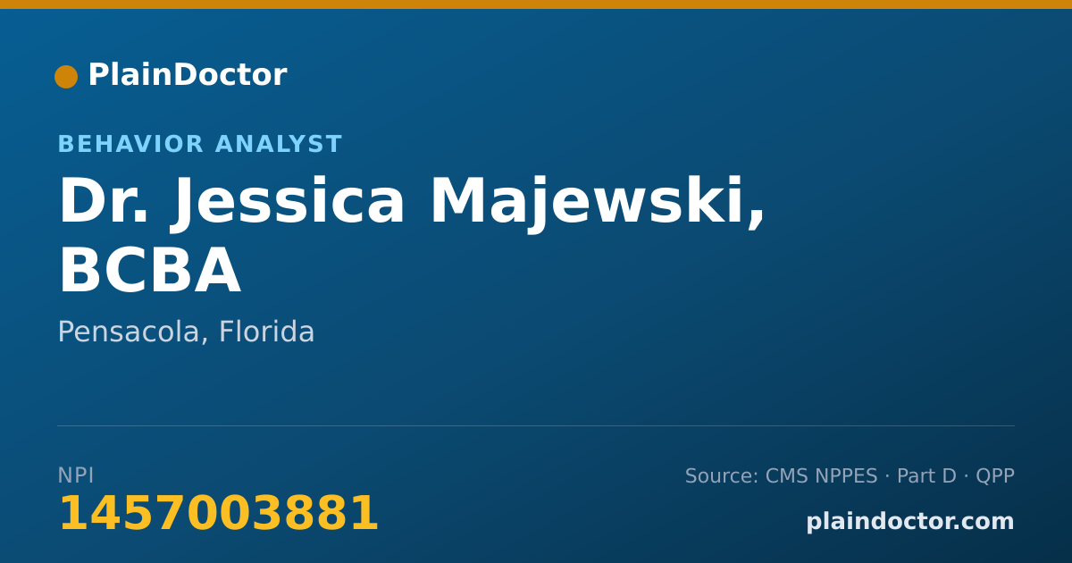 Shareable card for Jessica Majewski, BCBA - Behavior Analyst, Pensacola, FL