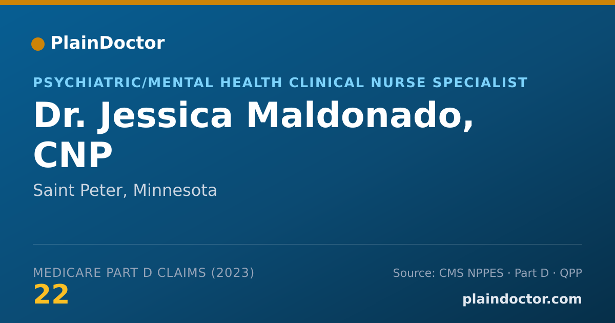Shareable card for Jessica Maldonado, CNP - Psychiatric/Mental Health Clinical Nurse Specialist, Saint Peter, MN