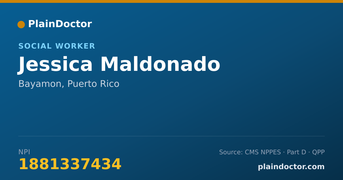 Shareable card for Jessica Maldonado - Social Worker, Bayamon, PR