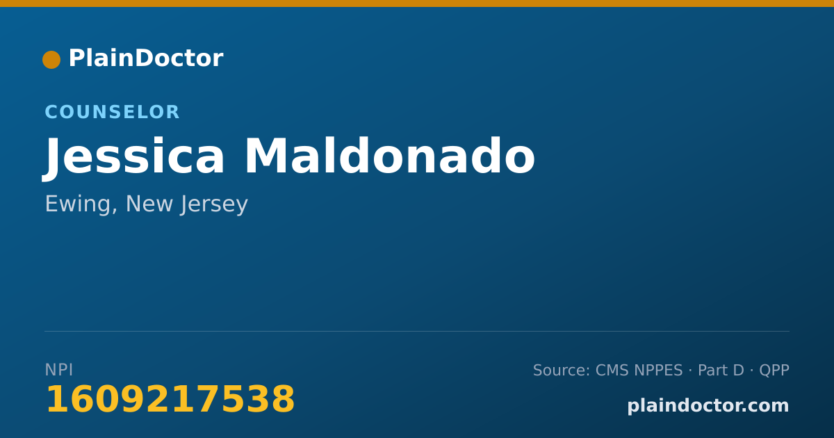 Shareable card for Jessica Maldonado - Counselor, Ewing, NJ