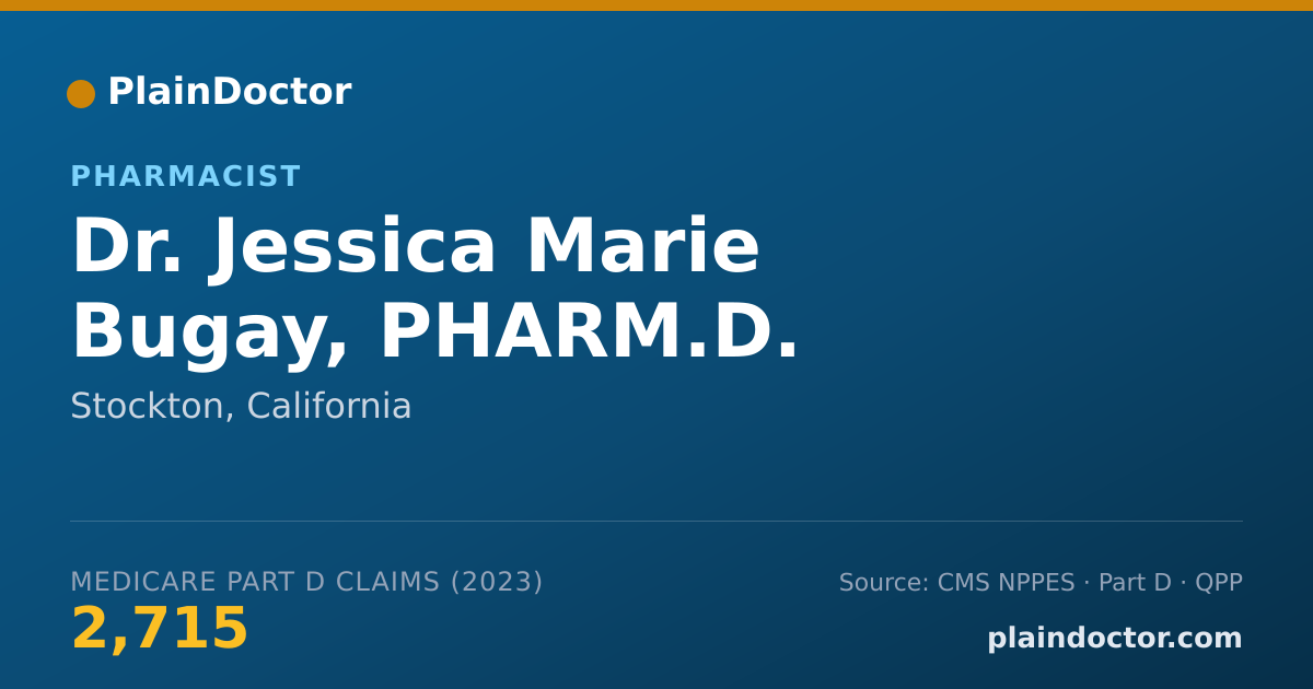 Shareable card for Jessica Marie Bugay, PHARM.D. - Pharmacist, Stockton, CA