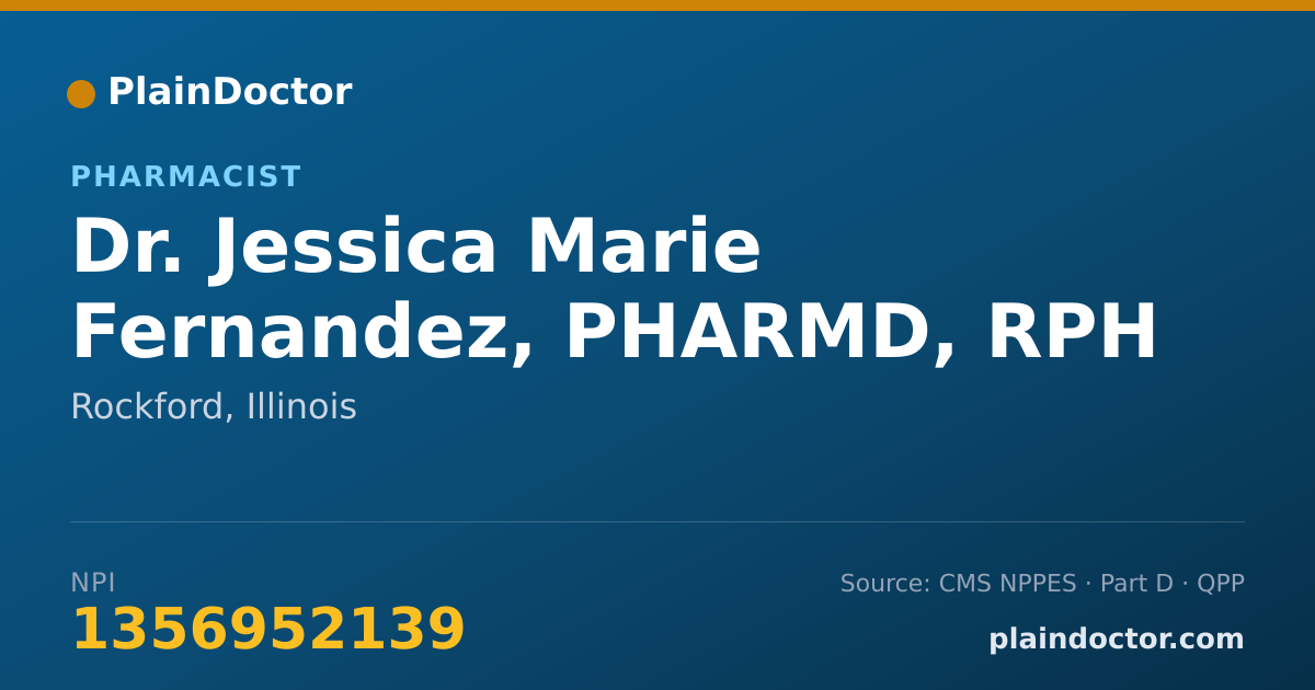 Shareable card for Jessica Marie Fernandez, PHARMD, RPH - Pharmacist, Rockford, IL