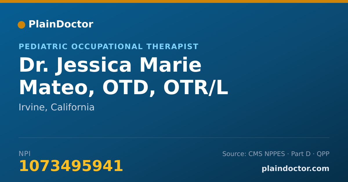 Shareable card for Jessica Marie Mateo, OTD, OTR/L - Pediatric Occupational Therapist, Irvine, CA