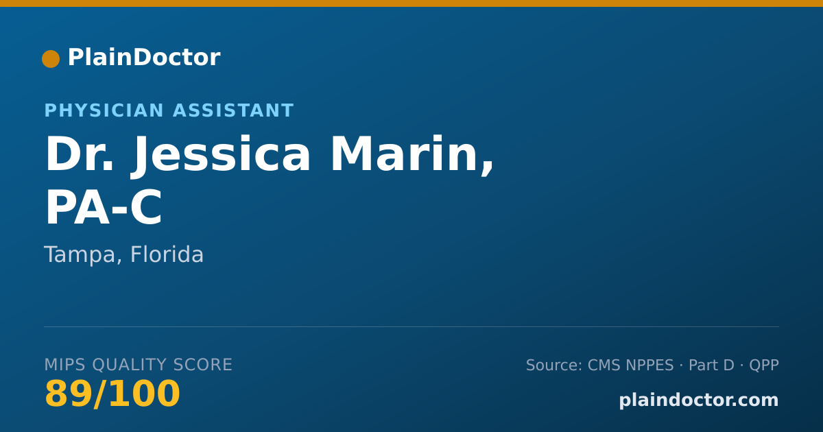 Shareable card for Jessica Marin, PA-C - Physician Assistant, Tampa, FL