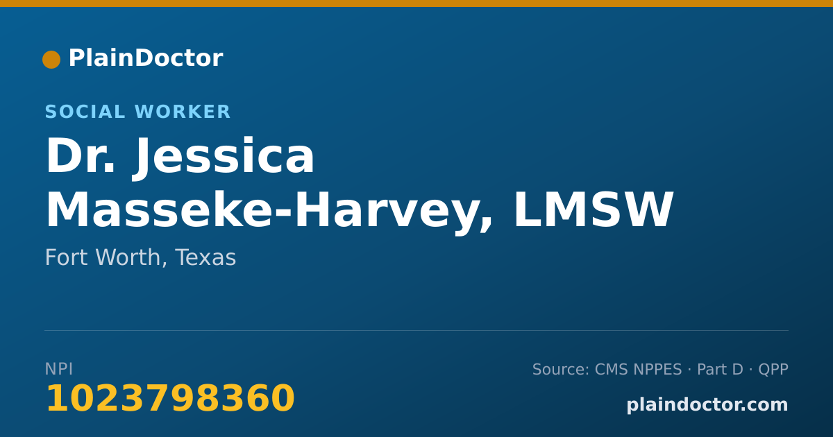 Shareable card for Jessica Masseke-Harvey, LMSW - Social Worker, Fort Worth, TX