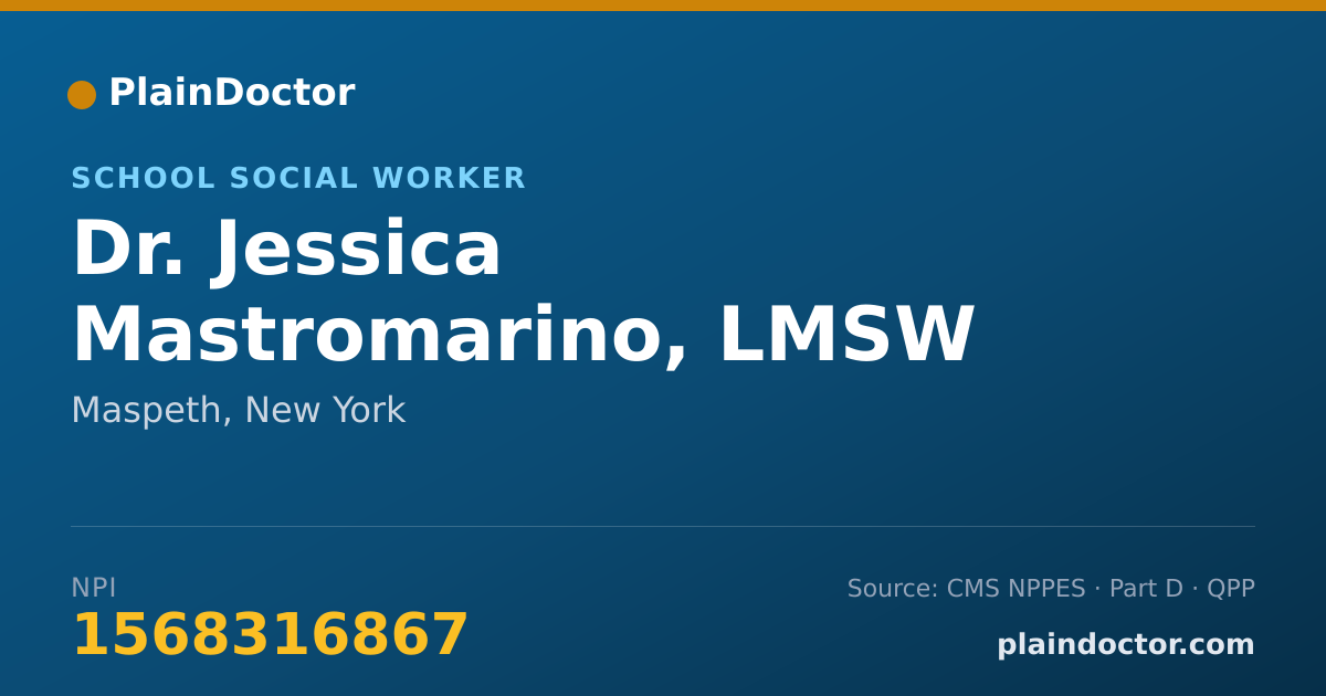 Shareable card for Jessica Mastromarino, LMSW - School Social Worker, Maspeth, NY