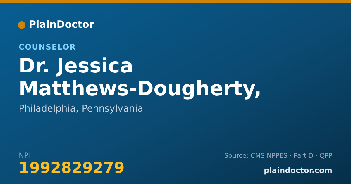 Shareable card for Jessica Matthews-Dougherty, M.S. - Counselor, Philadelphia, PA