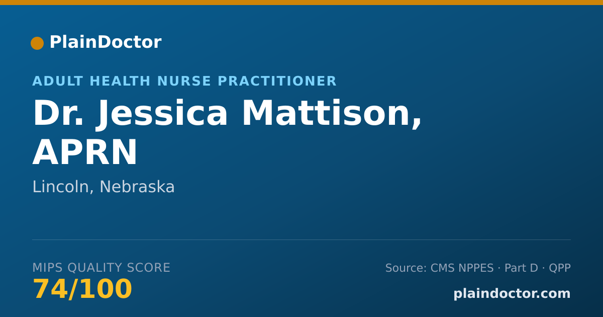 Shareable card for Jessica Mattison, APRN - Adult Health Nurse Practitioner, Lincoln, NE