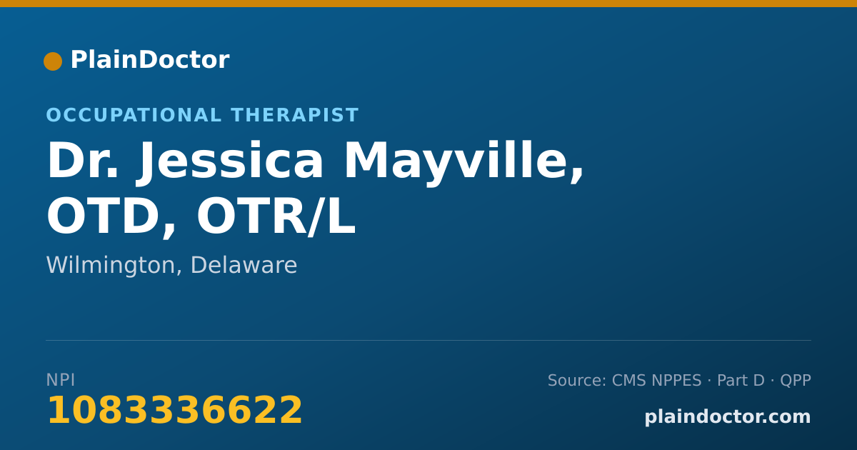 Shareable card for Jessica Mayville, OTD, OTR/L - Occupational Therapist, Wilmington, DE