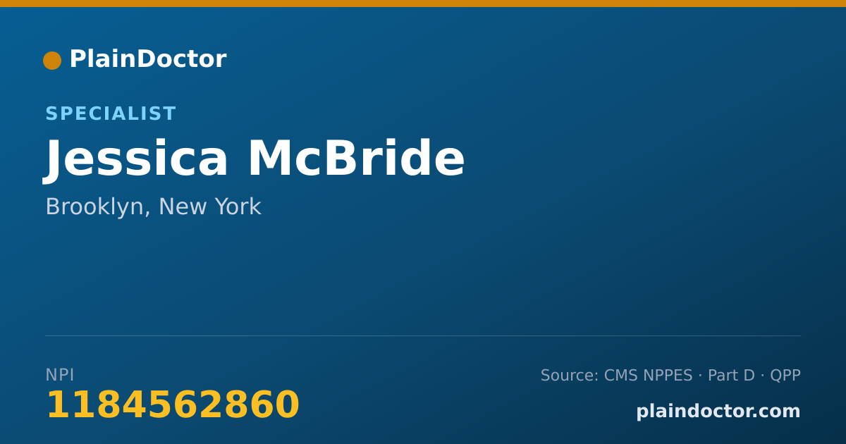 Shareable card for Jessica McBride - Specialist, Brooklyn, NY