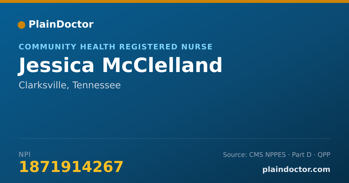 Shareable card for Jessica McClelland - Community Health Registered Nurse, Clarksville, TN